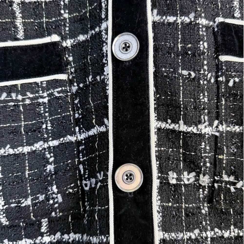 INTERDEE Paris black white classic velvet tweed cotton wool blazer jacket - Picture 3 of 10